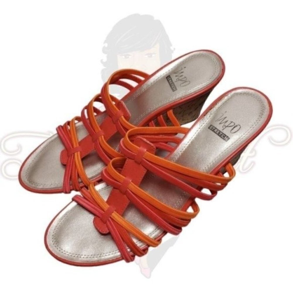 Impo Vacate Orange Open Toe Backless Slide Sandals